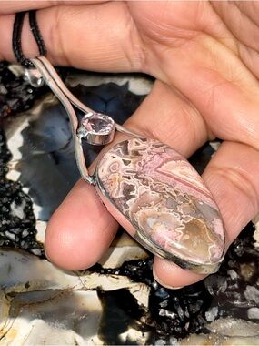 Large Pink Rhodochrosite Pendant 3 1/4”- Stone of Compassion